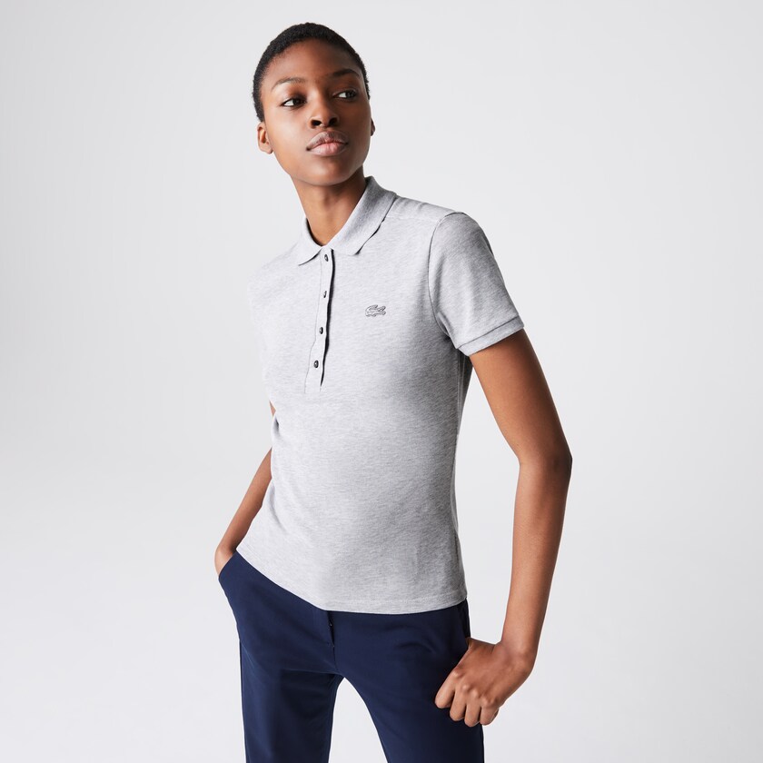Camisa Polo Lacoste Stretch Cotton Piqué Mujer Grises | UM9-59835I9
