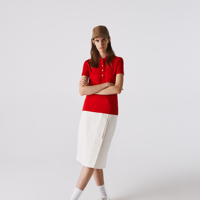 Camisa Polo Lacoste Stretch Cotton Piqué Mujer Rojos | RE3-59405N7