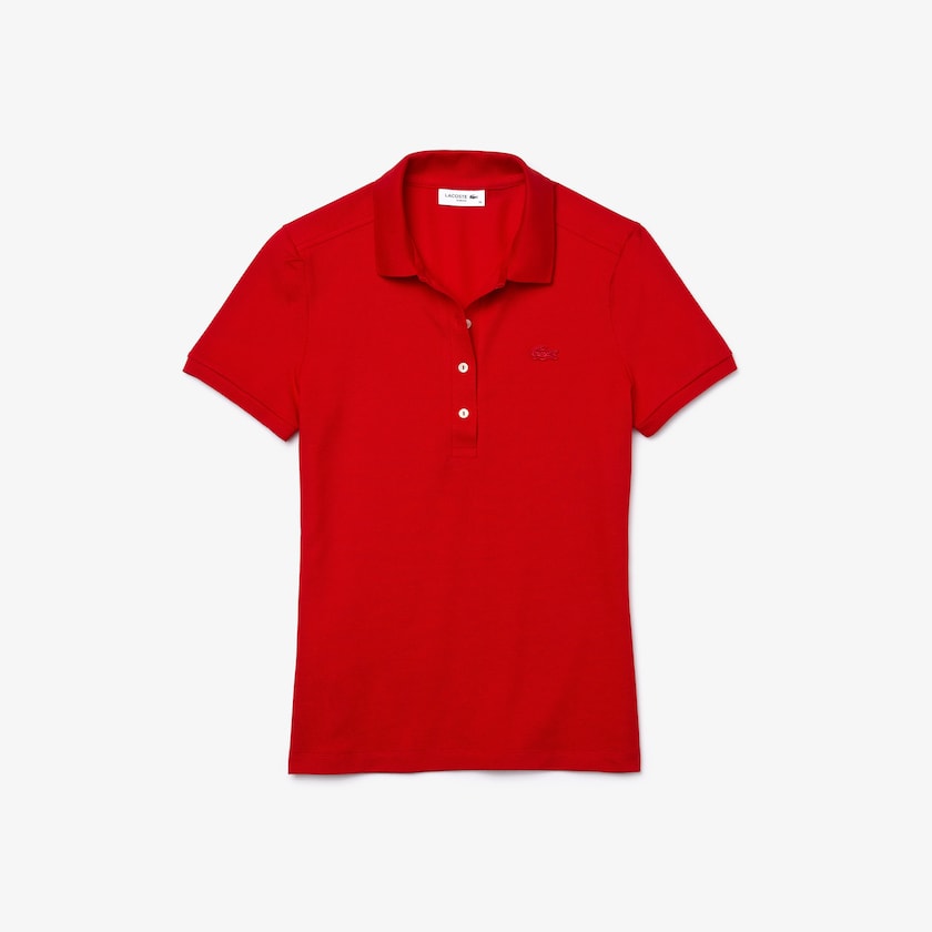 Camisa Polo Lacoste Stretch Cotton Piqué Mujer Rojos | RE3-59405N7