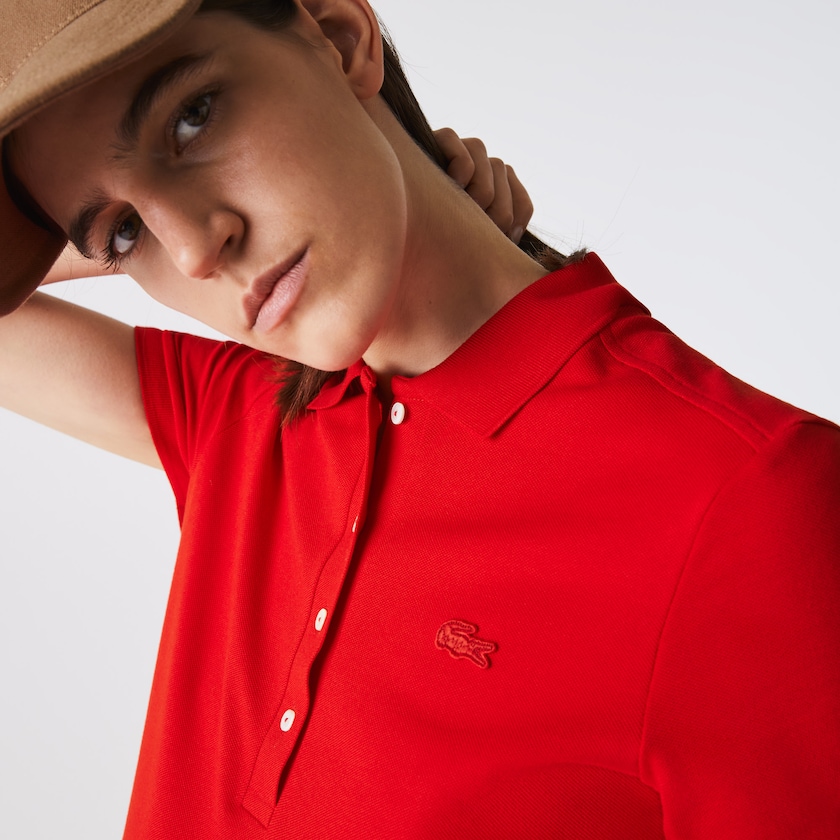 Camisa Polo Lacoste Stretch Cotton Piqué Mujer Rojos | RE3-59405N7