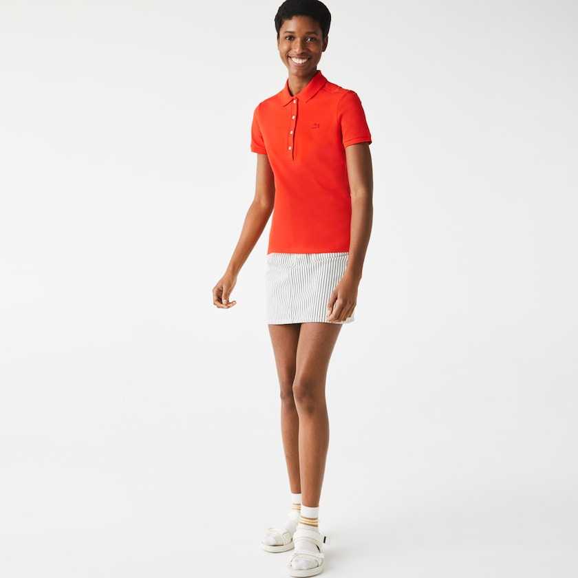 Camisa Polo Lacoste Stretch Cotton Piqué Mujer Rojos | DV7-24052O5