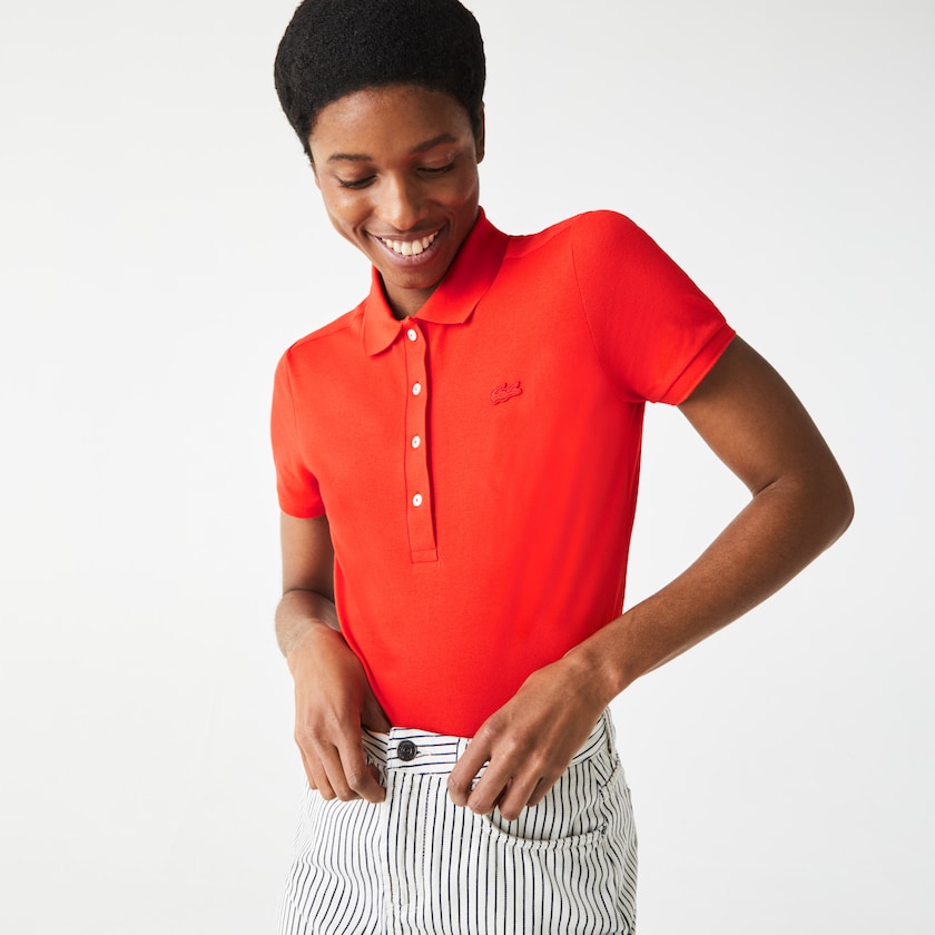 Camisa Polo Lacoste Stretch Cotton Piqué Mujer Rojos | DV7-24052O5