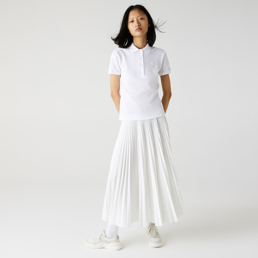 Camisa Polo Lacoste Stretch Cotton Piqué Mujer Blancos | MA9-96039S3