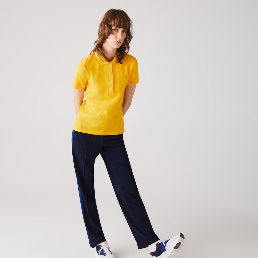 Camisa Polo Lacoste Stretch Cotton Piqué Mujer Amarillos | DA2-82098T1
