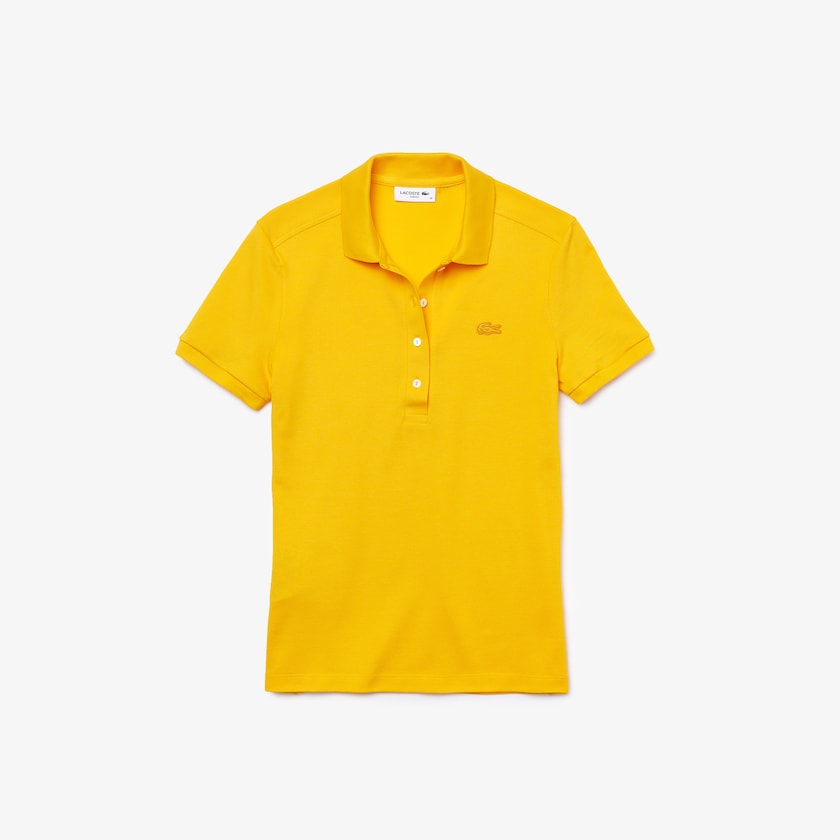 Camisa Polo Lacoste Stretch Cotton Piqué Mujer Amarillos | DA2-82098T1