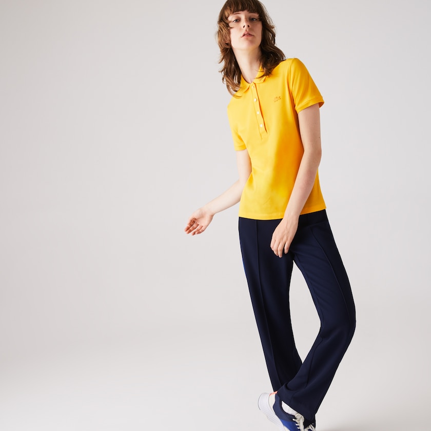 Camisa Polo Lacoste Stretch Cotton Piqué Mujer Amarillos | DA2-82098T1