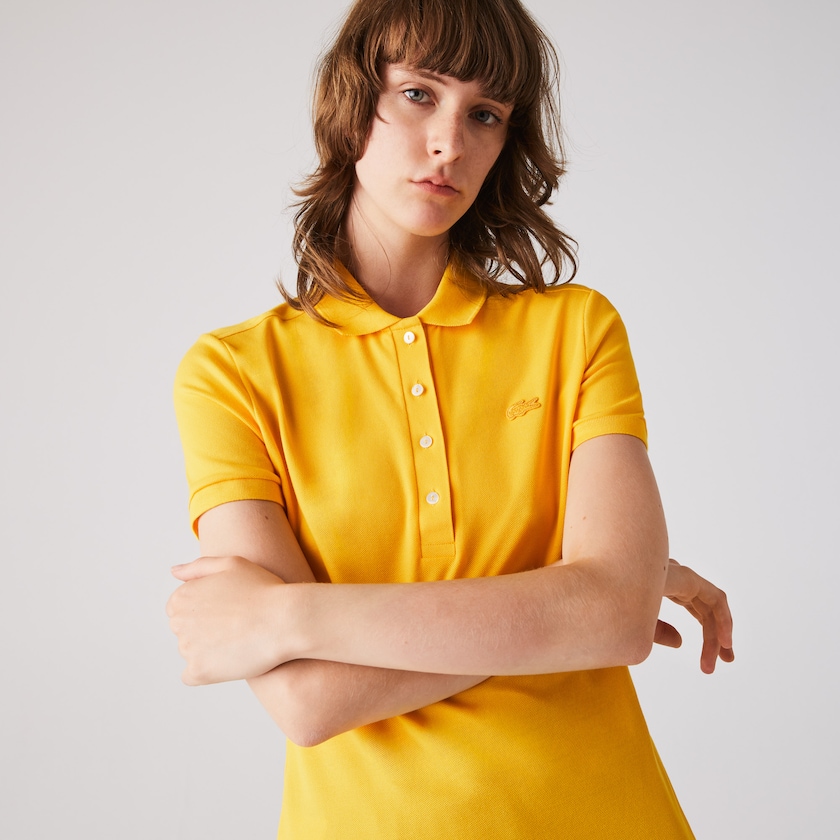 Camisa Polo Lacoste Stretch Cotton Piqué Mujer Amarillos | DA2-82098T1