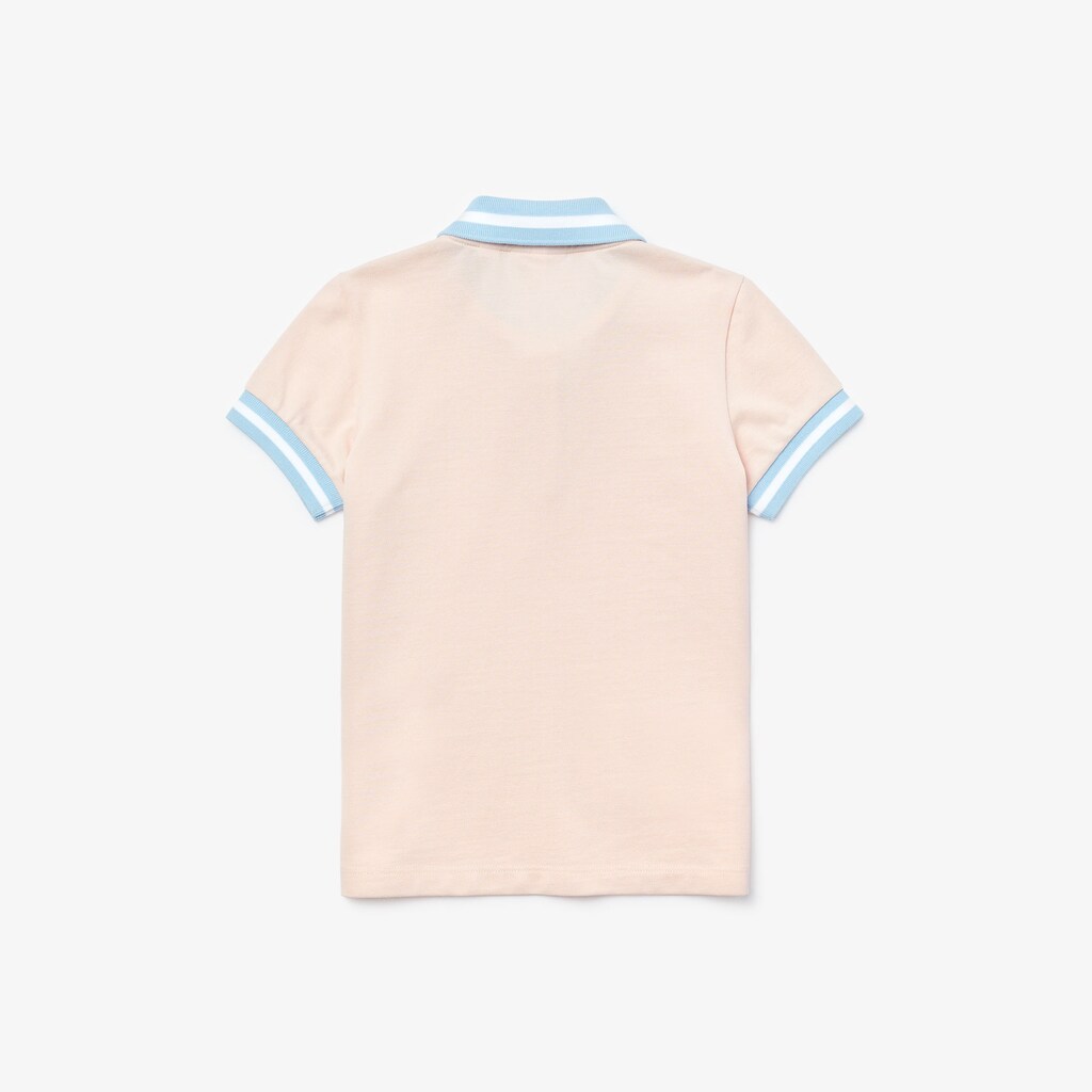 Camisa Polo Lacoste Niños Rosas Claro Blancos Striped Details Cotton Piqué GP6-55915R5