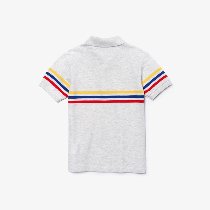 Camisa Polo Lacoste Niños Grises Rojos Azules Amarillos Tricolor Striped Cotton Petit Piqué SY2-02470D1