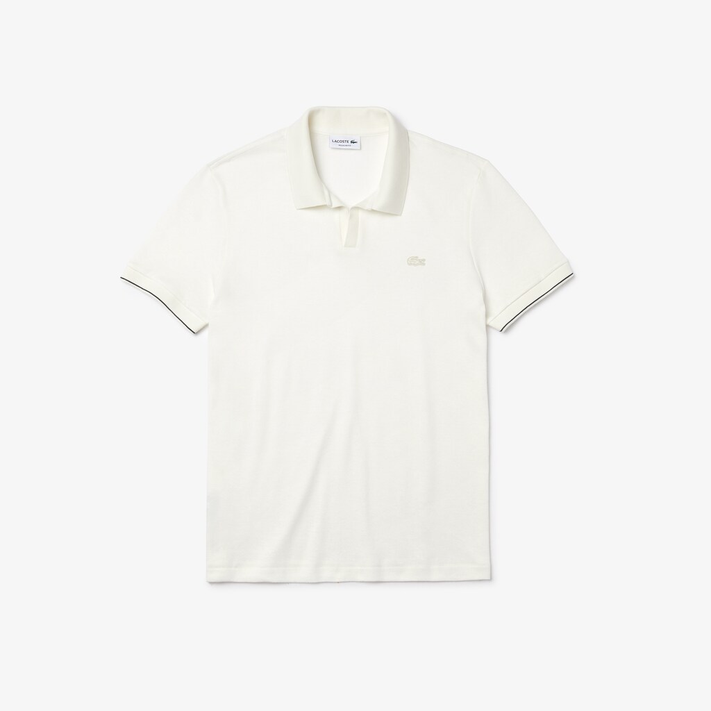 Camisa Polo Lacoste Tunisian Collar Linen And Cotton Regular Fit Hombre Blancos Negros | KX1-83918S4