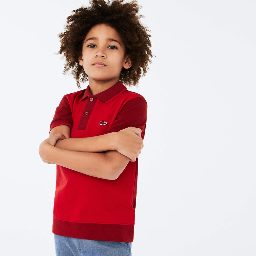 Camisa Polo Lacoste Niños Rojos Rojos Oscuro Two-Tone Cotton Piqué MF8-60266L8