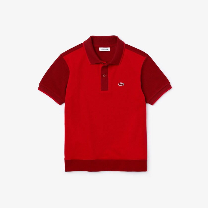 Camisa Polo Lacoste Niños Rojos Rojos Oscuro Two-Tone Cotton Piqué MF8-60266L8