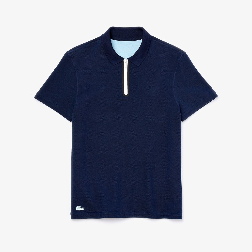 Camisa Polo Lacoste Zippered Collar Regular Fit Reversible Piqué Hombre Azul Marino Azules Azules | YC7-78837Z7