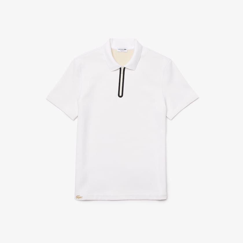 Camisa Polo Lacoste Zippered Collar Regular Fit Reversible Piqué Hombre Blancos Beige | NQ4-21422Q5