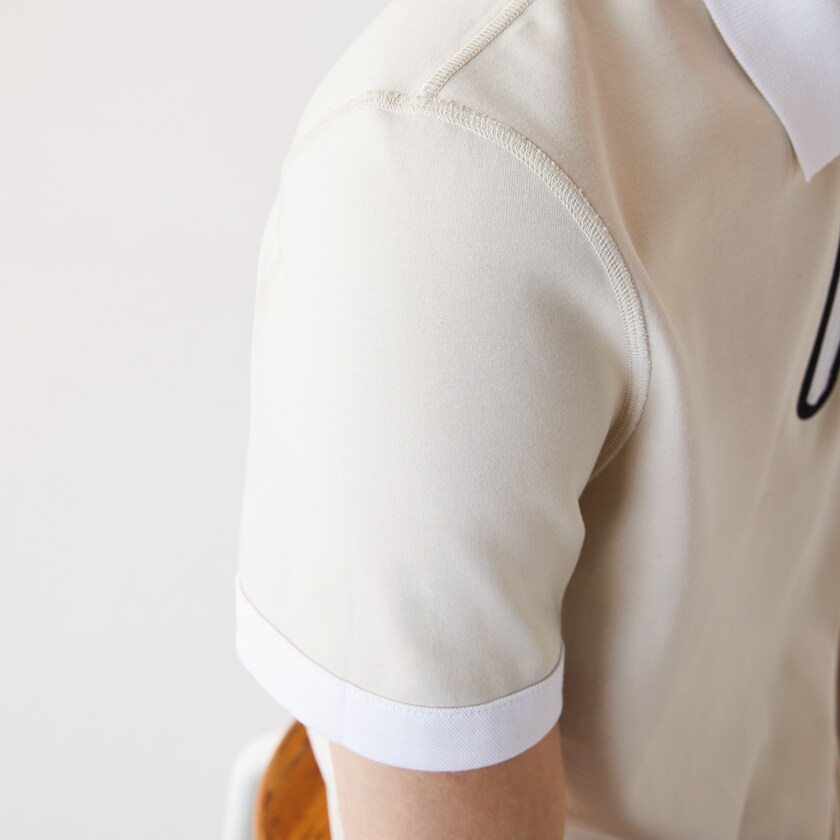Camisa Polo Lacoste Zippered Collar Regular Fit Reversible Piqué Hombre Blancos Beige | NQ4-21422Q5