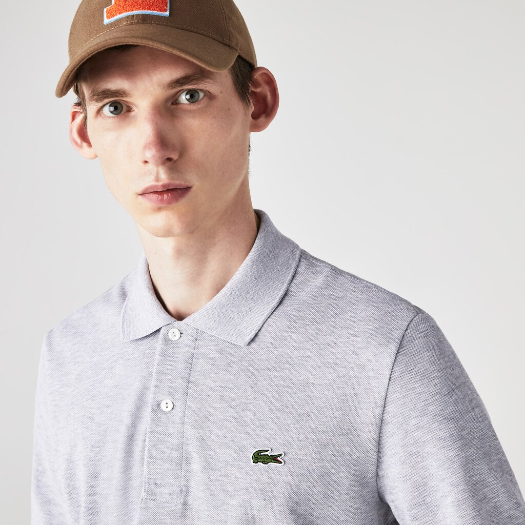 Camisa Polo Lacoste classic fit long-sleeve in marl petit piqué Hombre Grises | MK7-64626E7