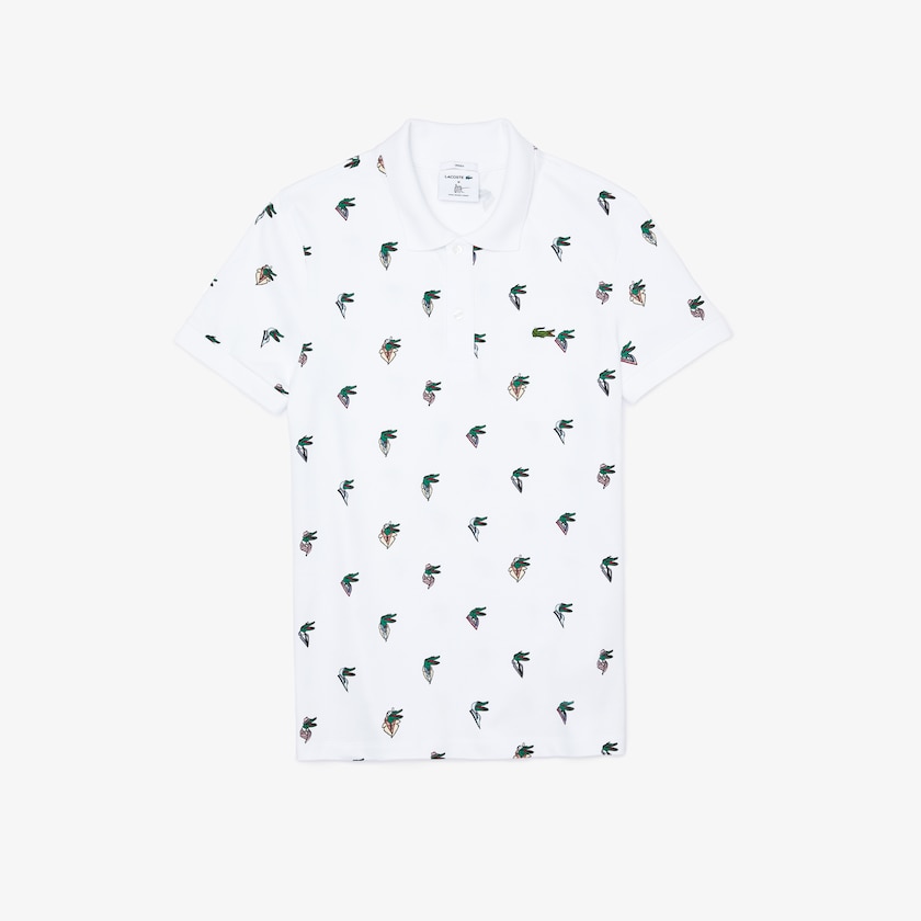 Camisa Polo Lacoste x Jean-Michel Tixier Print Regular Fit Mujer Blancos | NW6-15311O9