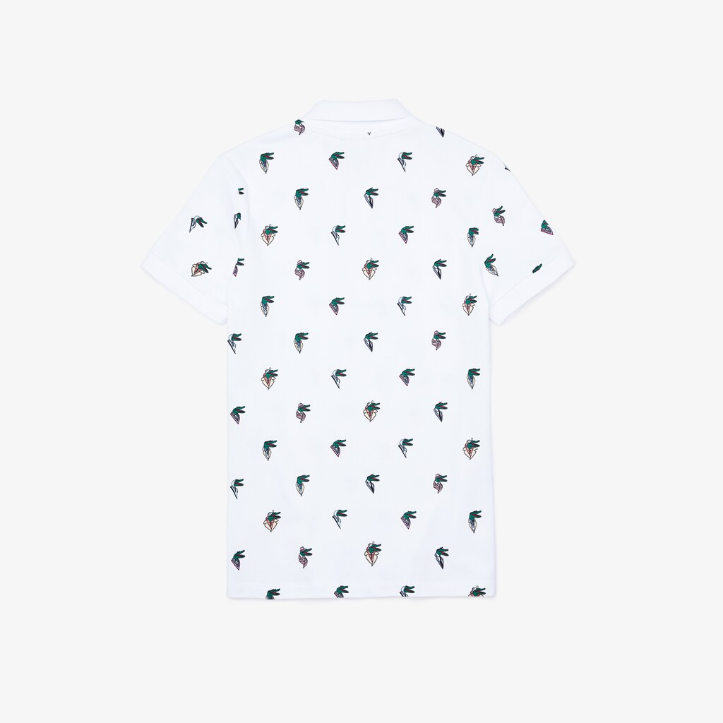 Camisa Polo Lacoste x Jean-Michel Tixier Print Regular Fit Hombre Blancos Amarillos | VR9-68306L1