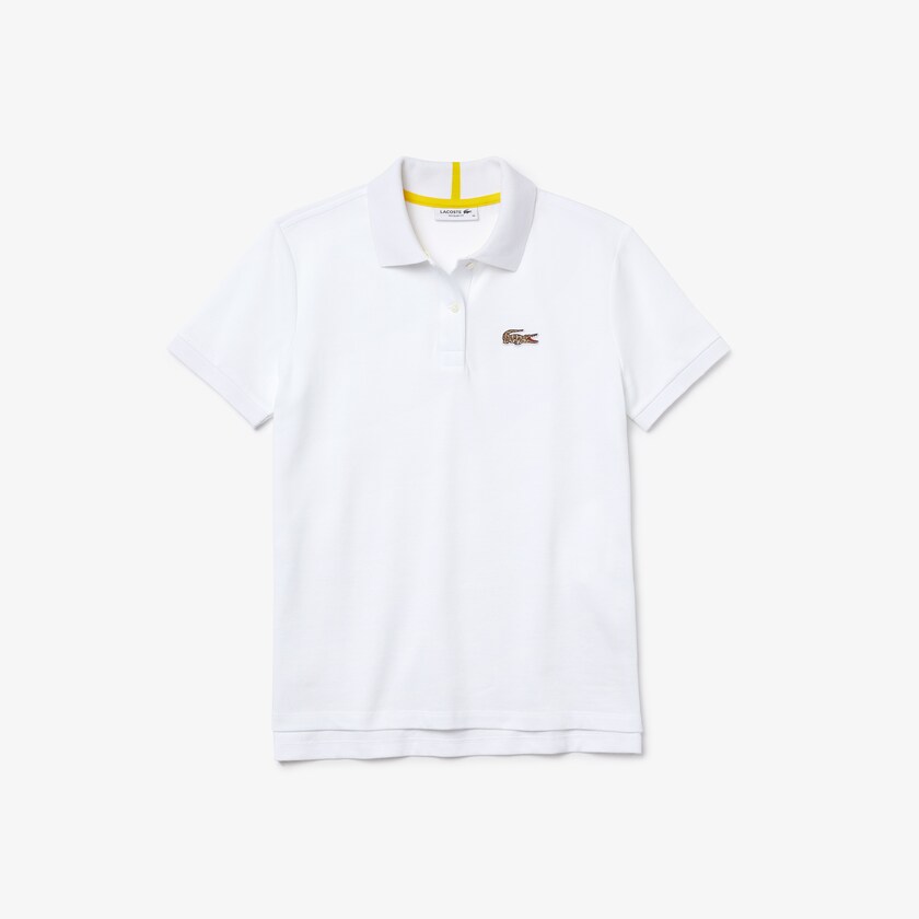 Camisa Polo Lacoste x National Geographic Cotton Piqué Mujer Blancos | QA9-33363C4