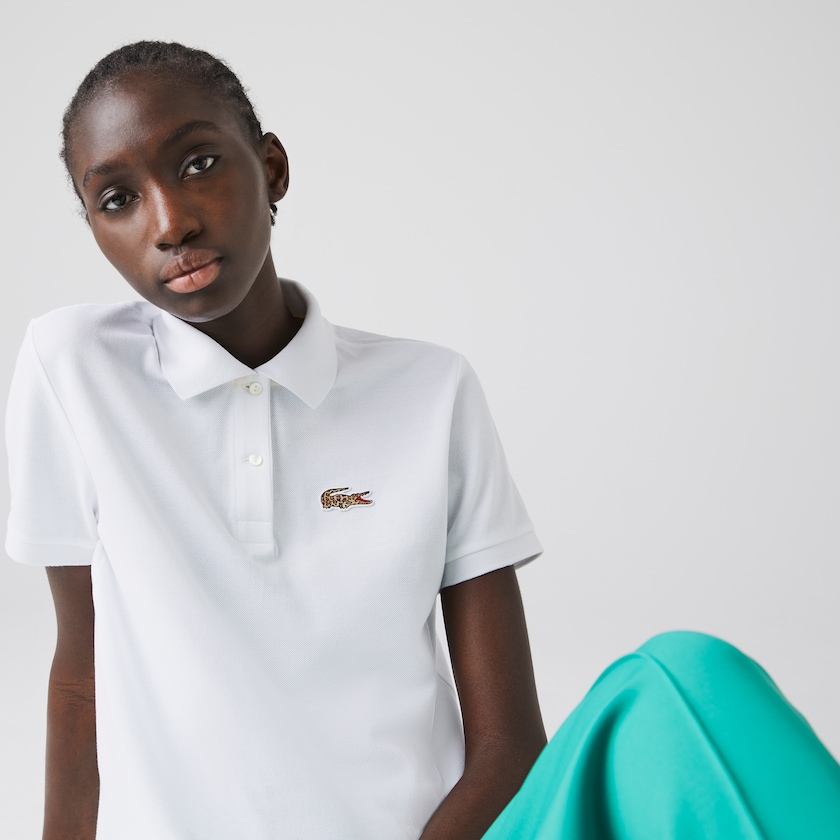 Camisa Polo Lacoste x National Geographic Cotton Piqué Mujer Blancos | QA9-33363C4