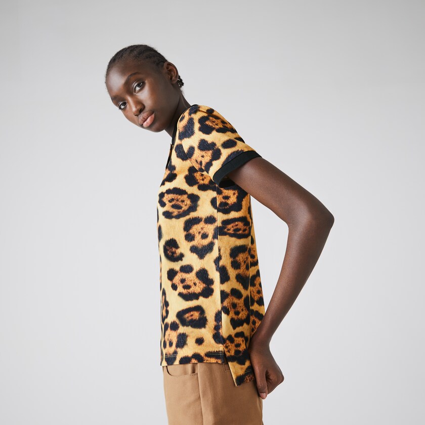 Camisa Polo Lacoste x National Geographic Animal Print Piqué Mujer Blancos | TA1-09260Y8