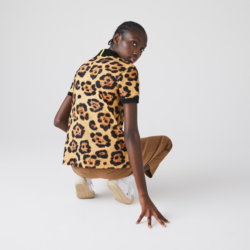 Camisa Polo Lacoste x National Geographic Animal Print Piqué Mujer Blancos | TA1-09260Y8