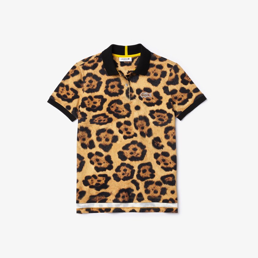 Camisa Polo Lacoste x National Geographic Animal Print Piqué Mujer Blancos | TA1-09260Y8