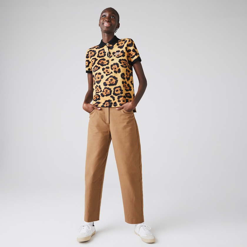 Camisa Polo Lacoste x National Geographic Animal Print Piqué Mujer Blancos | TA1-09260Y8
