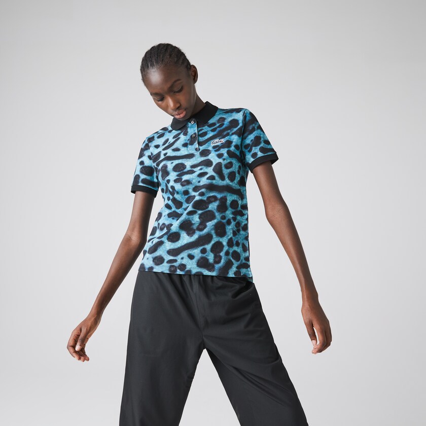 Camisa Polo Lacoste x National Geographic Animal Print Piqué Mujer Blancos | LG5-88428T4