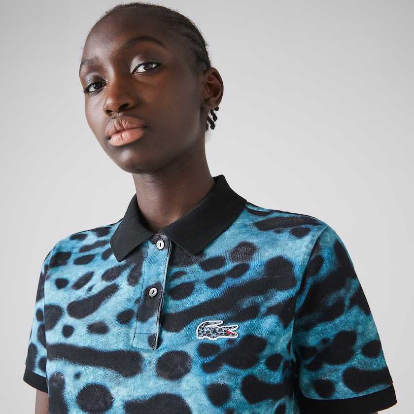 Camisa Polo Lacoste x National Geographic Animal Print Piqué Mujer Blancos | LG5-88428T4