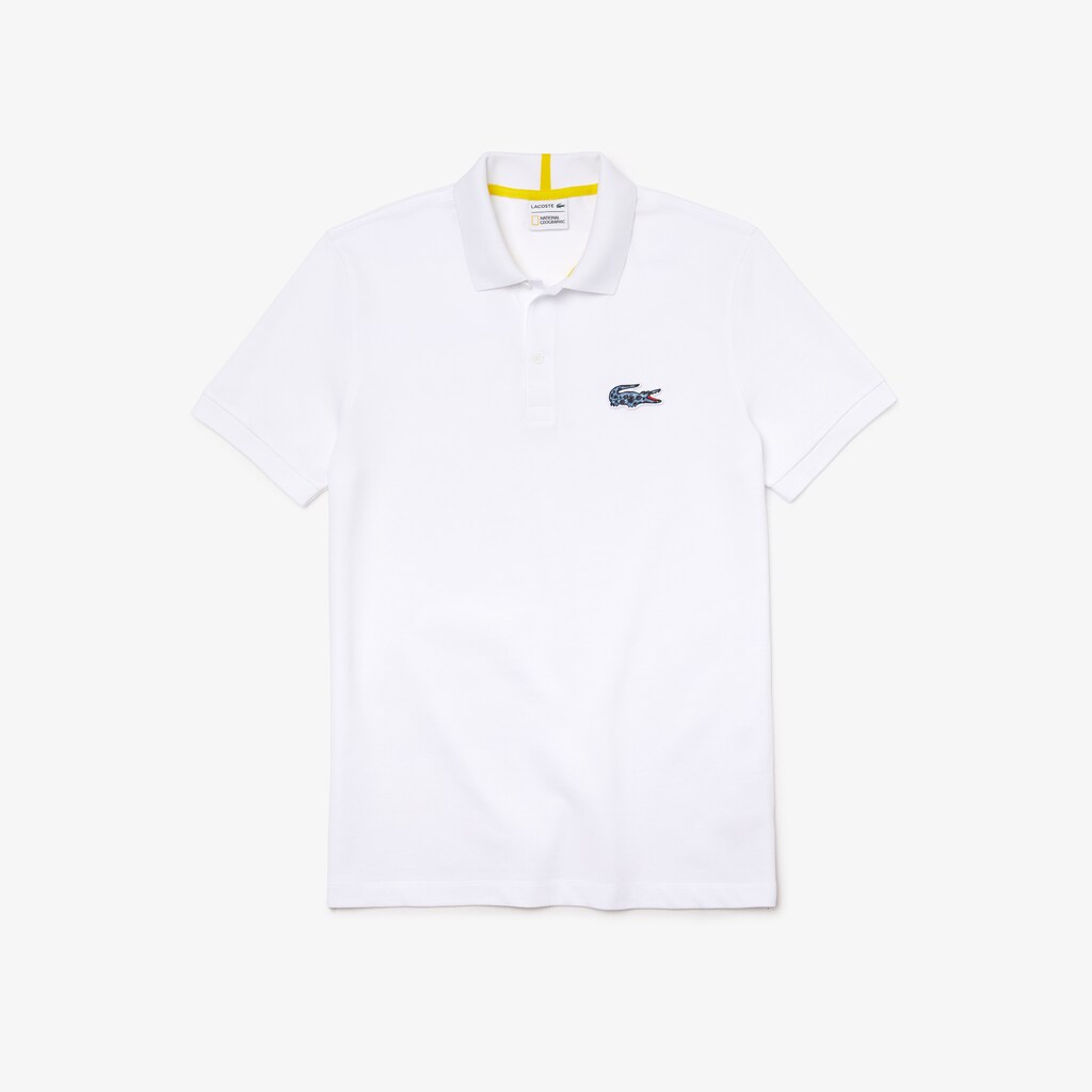 Camisa Polo Lacoste x National Geographic Regular Fit Organic Cotton Hombre Blancos | BH3-54085F0