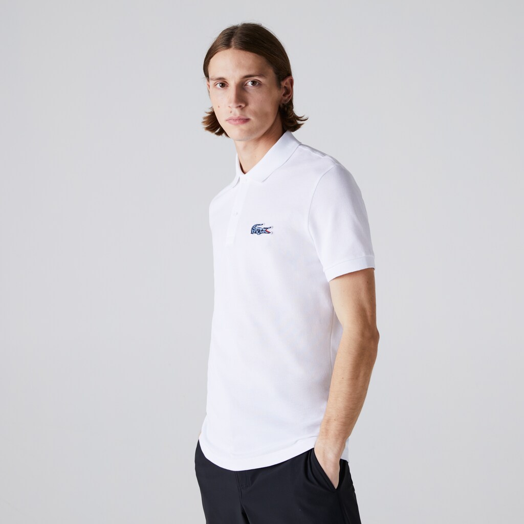 Camisa Polo Lacoste x National Geographic Regular Fit Organic Cotton Hombre Blancos | BH3-54085F0