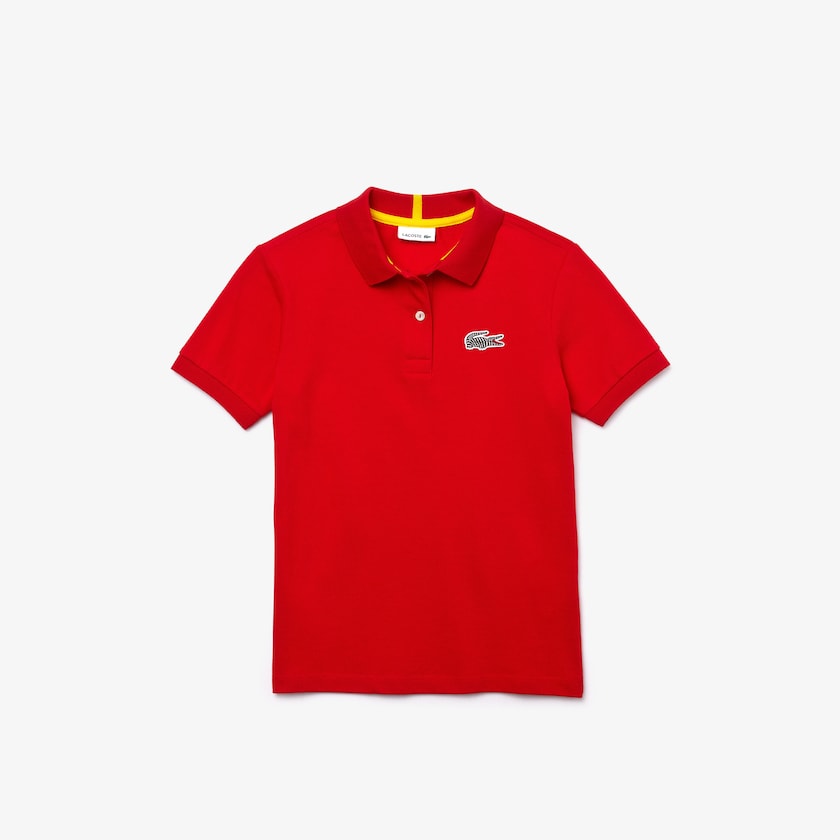 Camisa Polo Lacoste Niños Rojos Blancos x National Geographic Cotton Piqué PH7-31573P0