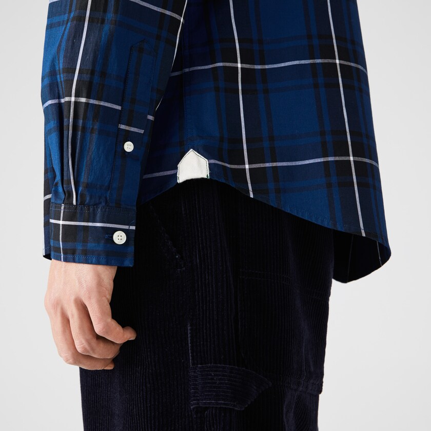 Camisas Lacoste Hombre Azules Negros Blancos Checked Slim Fit Stretch Cotton Poplin OO3-08530H6