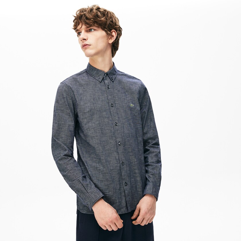 Camisas Lacoste Hombre Azul Marino Azules Checkered Cotton MA6-12651T7