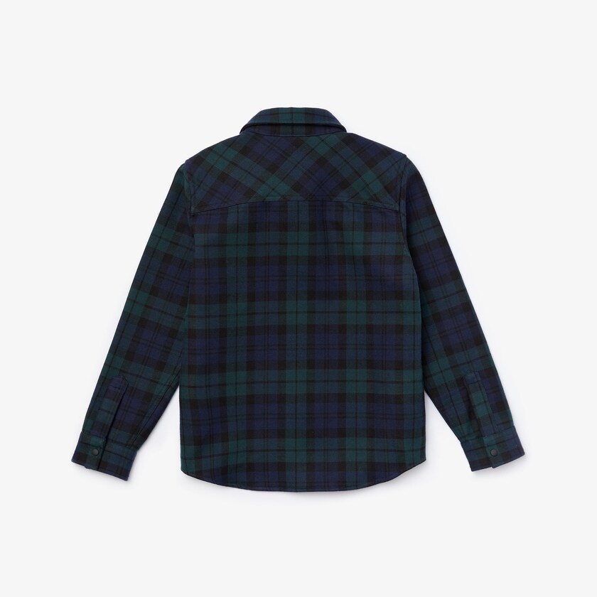 Camisas Lacoste Niños Azul Marino Azules Verdes Classic Fit Checked Cotton Flannel GS4-16131X4