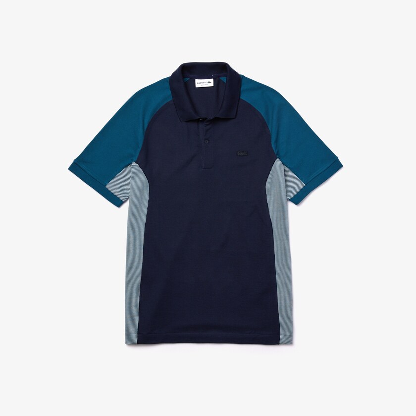 Camisas Lacoste Colorblock Piqué Polo Hombre Azul Marino Azules Grises Azul Marino Azules | NO4-85928E3