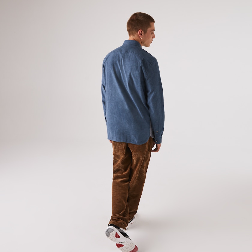 Camisas Lacoste Hombre Azul Marino Azules Azules Blancos Colorblock Regular Fit Cotton Flannel FN6-79817D1