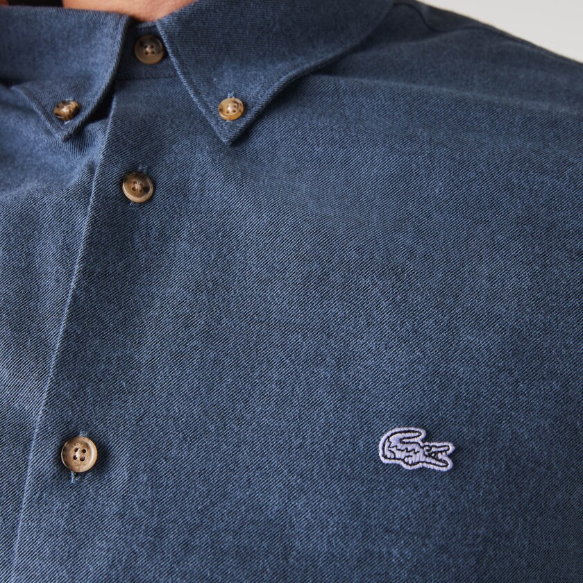 Camisas Lacoste Hombre Azul Marino Azules Azules Blancos Colorblock Regular Fit Cotton Flannel FN6-79817D1