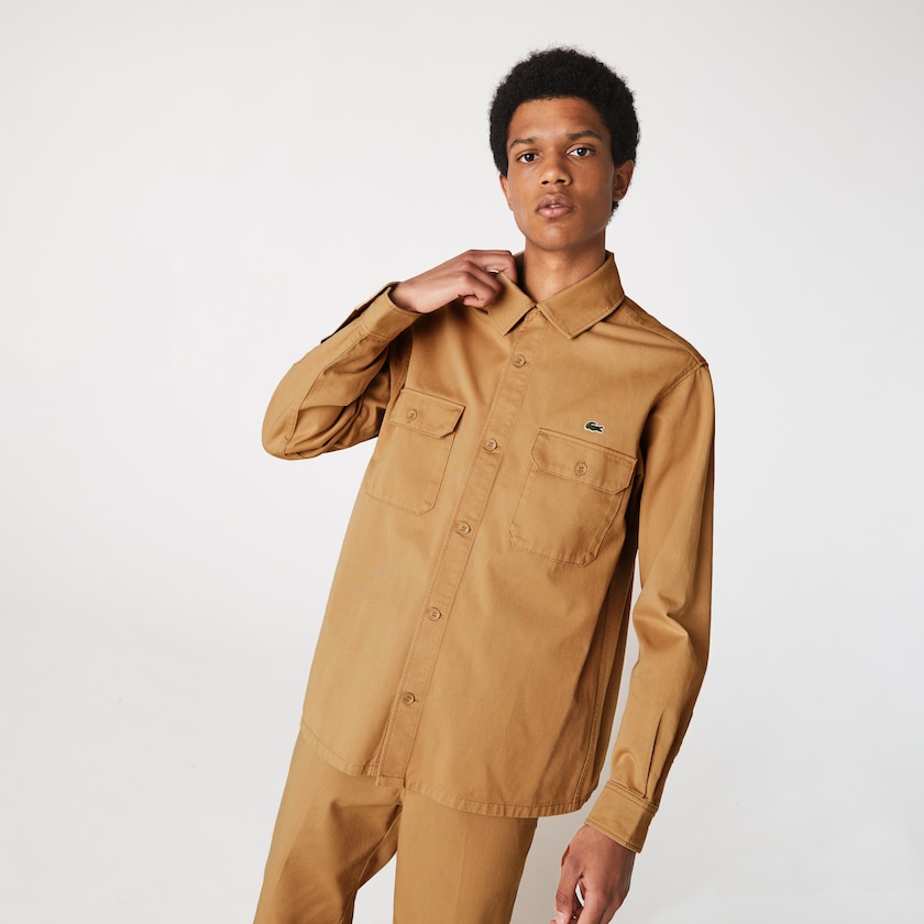 Camisas Lacoste Hombre Beige LIVE Boxy Fit Cotton Canvas TN1-06300W5
