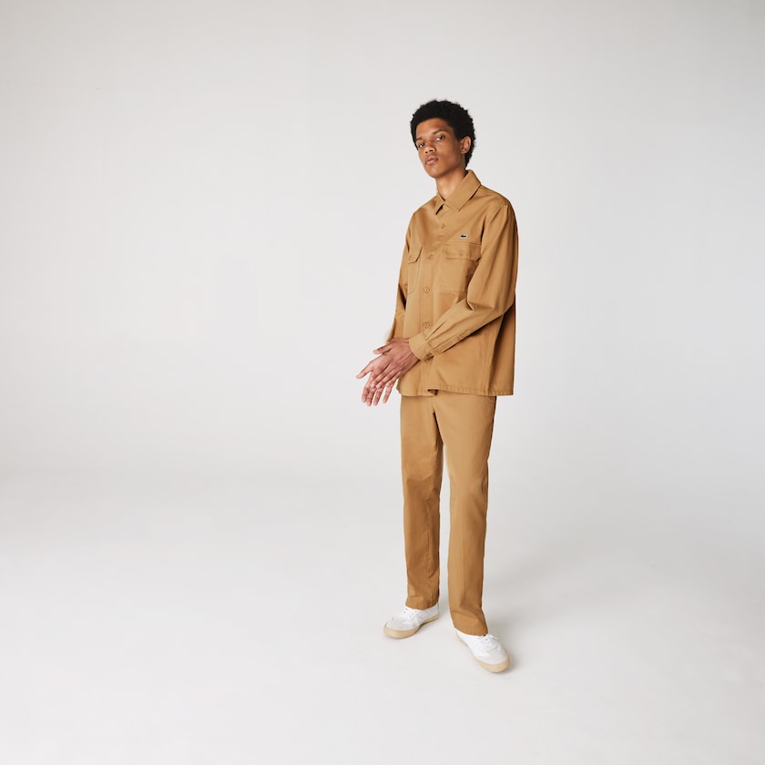 Camisas Lacoste Hombre Beige LIVE Boxy Fit Cotton Canvas TN1-06300W5