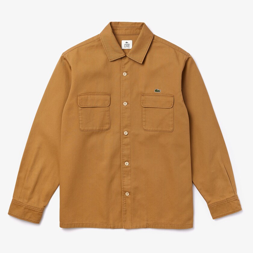 Camisas Lacoste Hombre Beige LIVE Boxy Fit Cotton Canvas TN1-06300W5