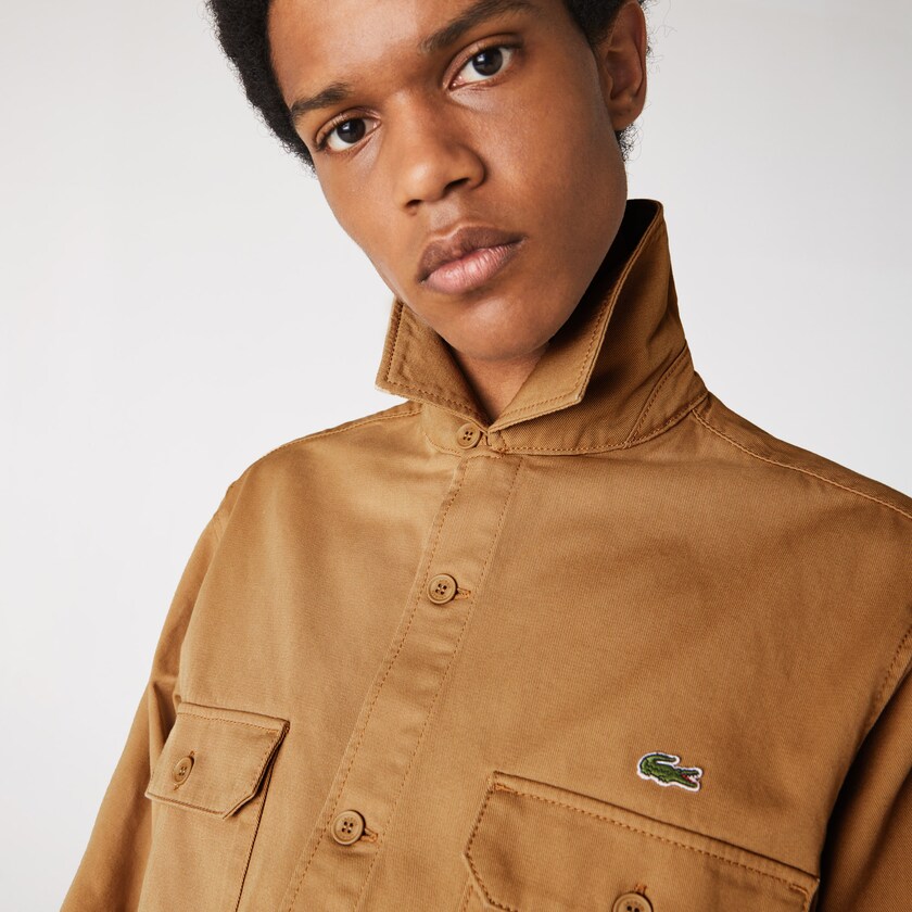 Camisas Lacoste Hombre Beige LIVE Boxy Fit Cotton Canvas TN1-06300W5