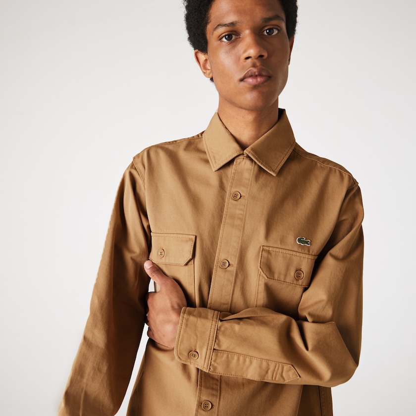 Camisas Lacoste Hombre Beige LIVE Boxy Fit Cotton Canvas TN1-06300W5