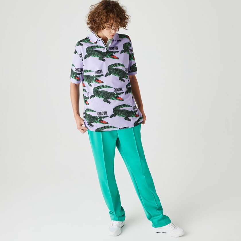 Camisas Lacoste LIVE Chinatown Market Collaboration Loose Fit Polo Hombre Morados Blancos | EP3-25952M8