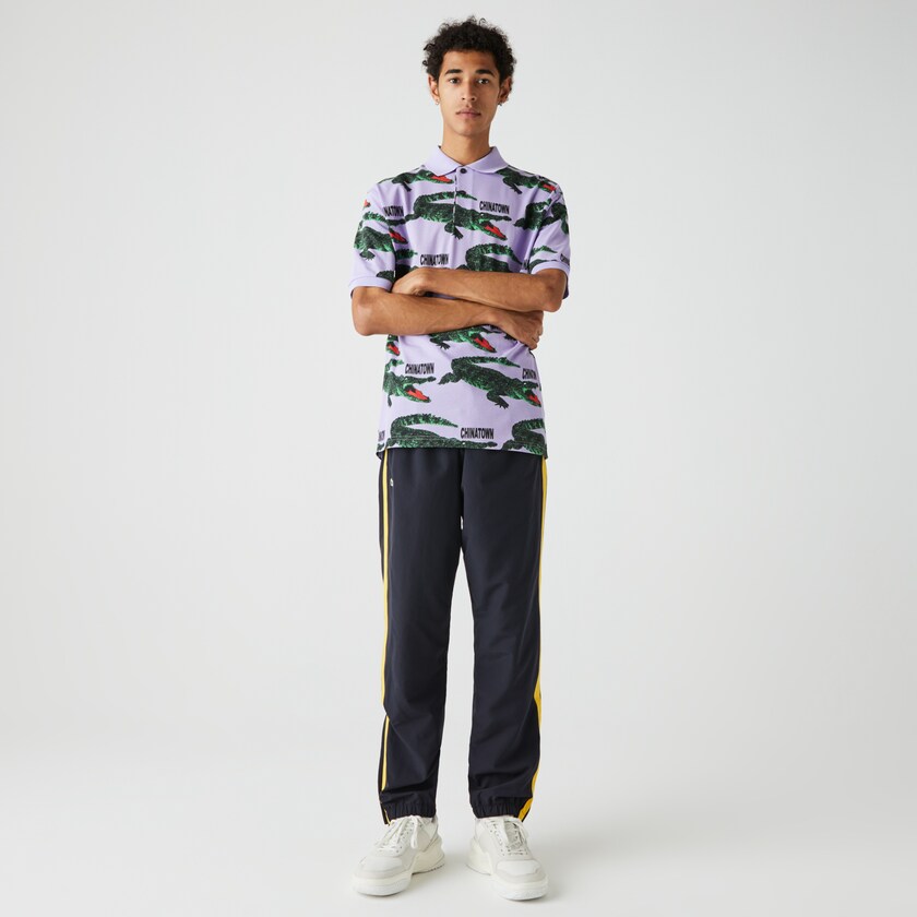 Camisas Lacoste LIVE Chinatown Market Collaboration Loose Fit Polo Hombre Morados Blancos | EP3-25952M8