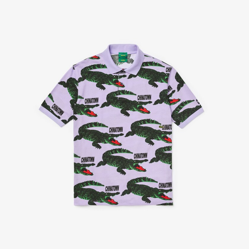 Camisas Lacoste LIVE Chinatown Market Collaboration Loose Fit Polo Hombre Morados Blancos | EP3-25952M8