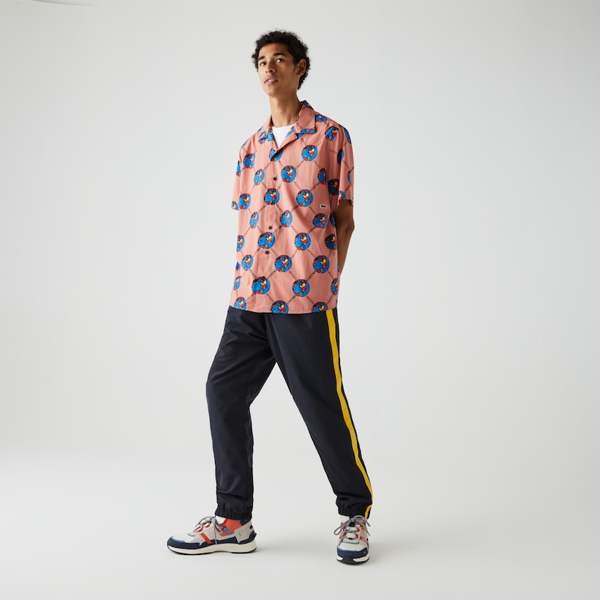 Camisas Lacoste Hombre Rosas Blancos LIVE Chinatown Market Collaboration Print LL9-71227Y9
