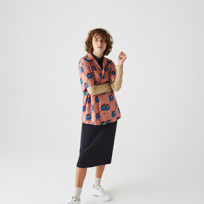 Camisas Lacoste Hombre Rosas Blancos LIVE Chinatown Market Collaboration Print LL9-71227Y9