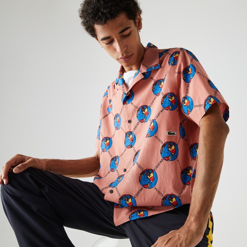 Camisas Lacoste Hombre Rosas Blancos LIVE Chinatown Market Collaboration Print LL9-71227Y9